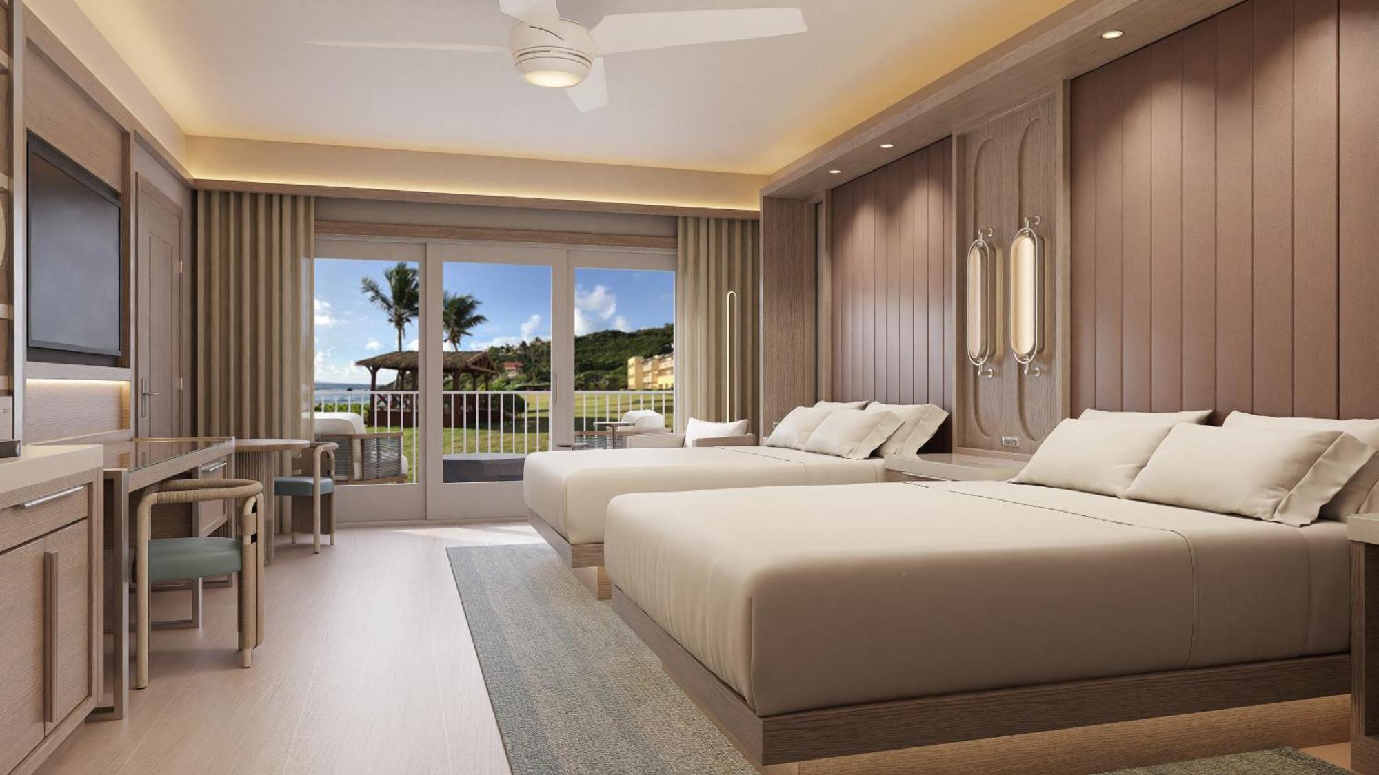 Deluxe Queen Room with Two Queen Beds and Balcony - Ocean View