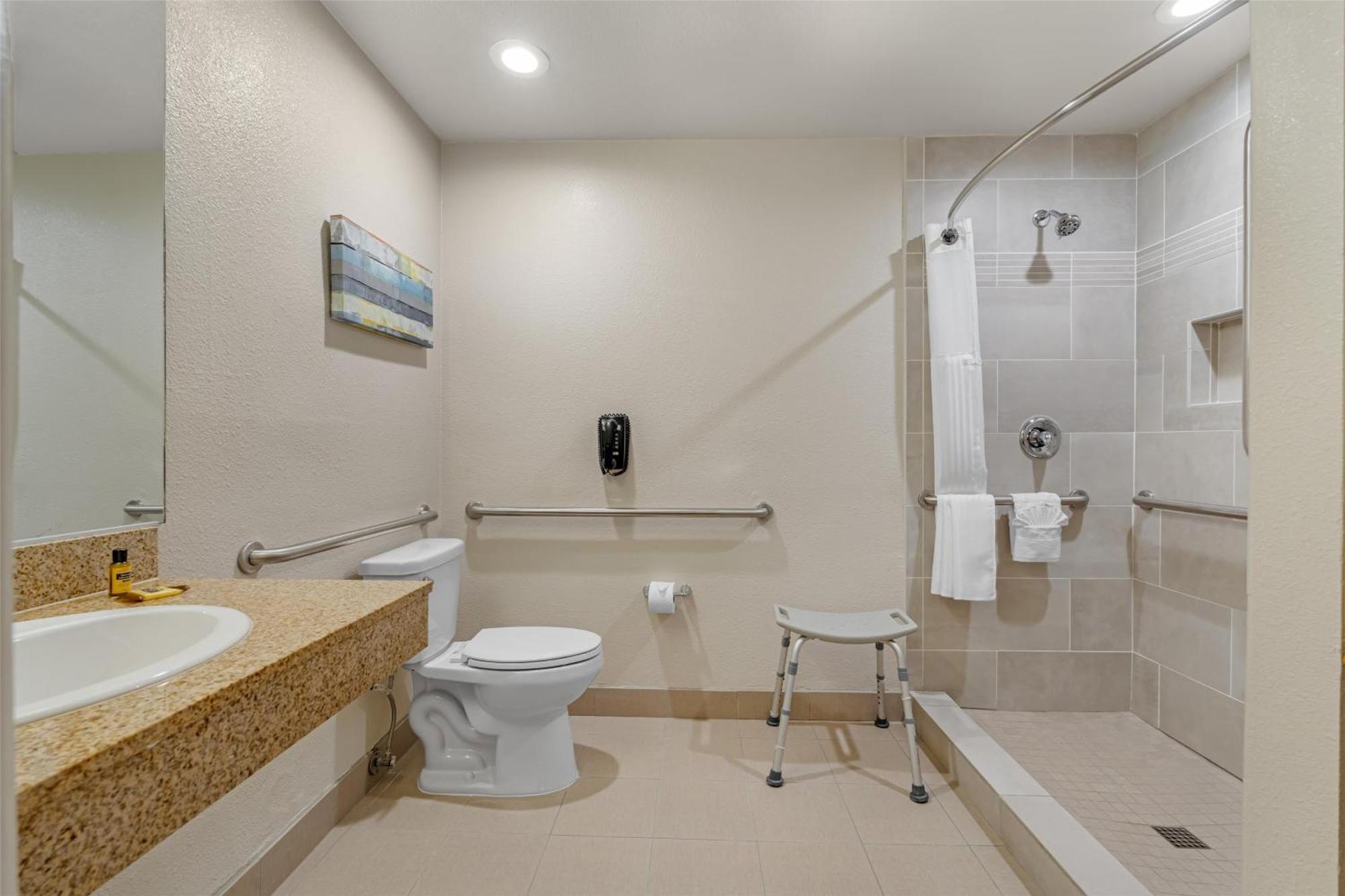 Habitación con ducha a ras de suelo, adaptada para personas de movilidad reducida - 1 cama extragrande