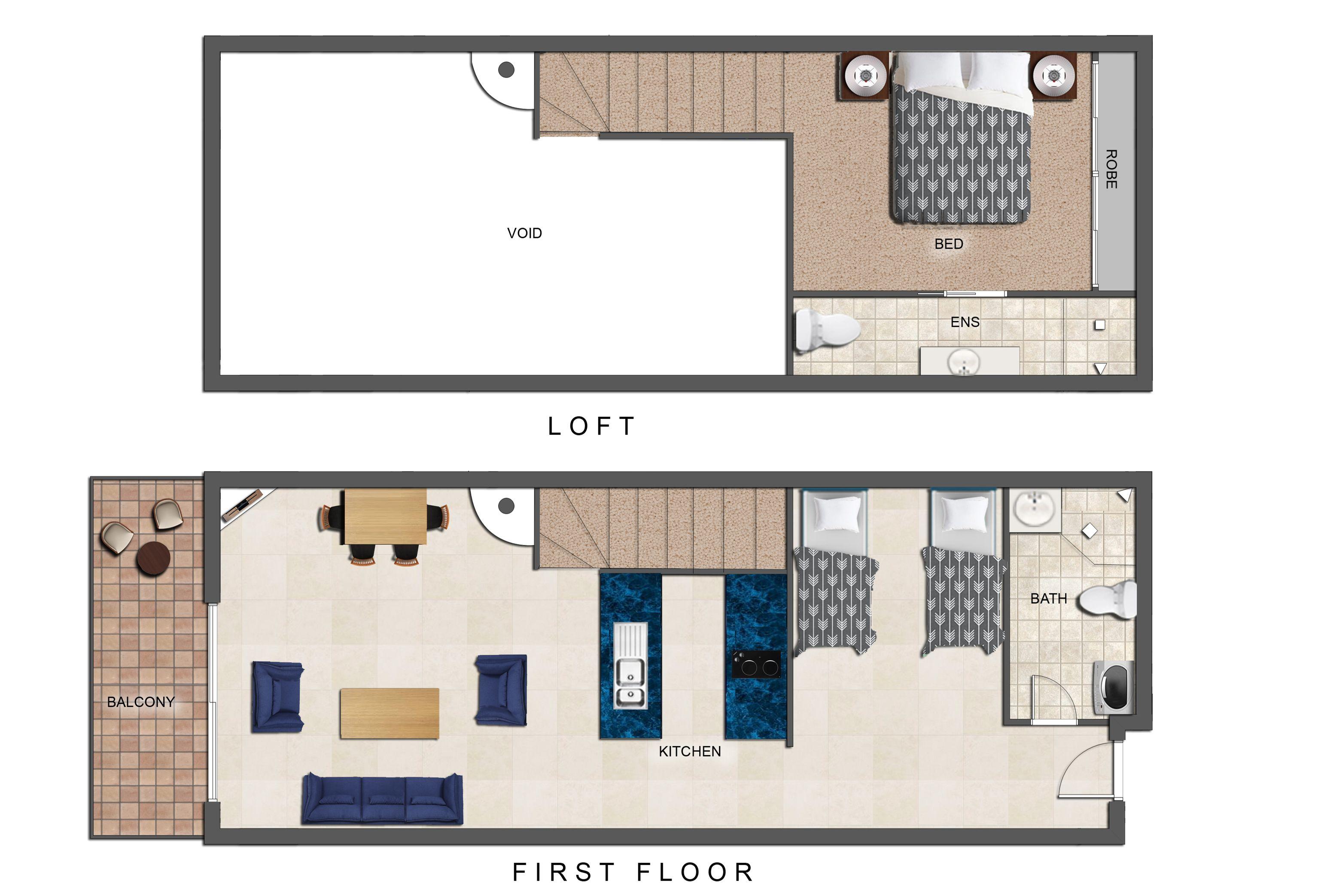 Two-Bedroom Loft Apartment